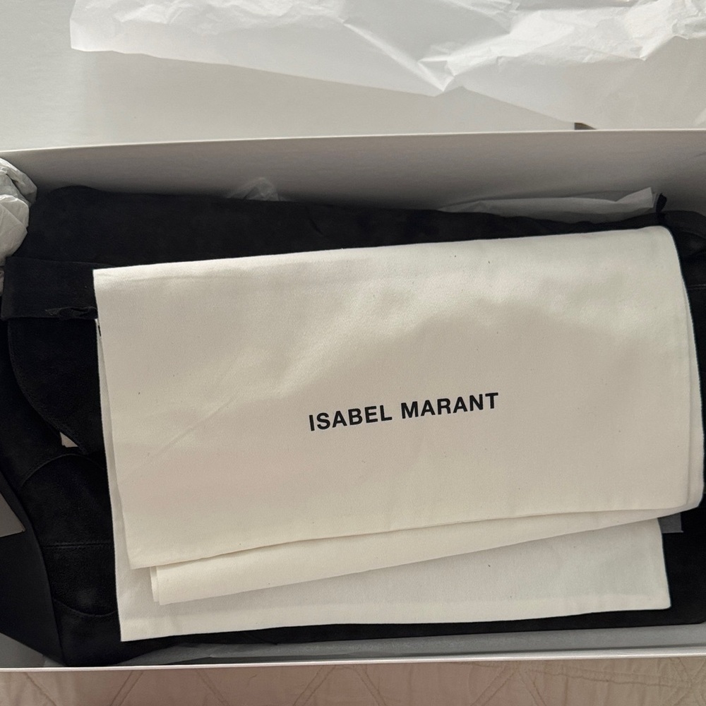NWT Isabel Marant Denvee Suede knee cowboy boots faded black/ charcoal, EU 39 - Picture 9 of 11